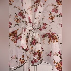 Windsor Floral Tie-Front Blouse in Pink and White